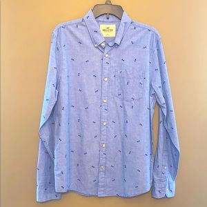 Hollister Casual Button Down Shirt - Blue Pattern